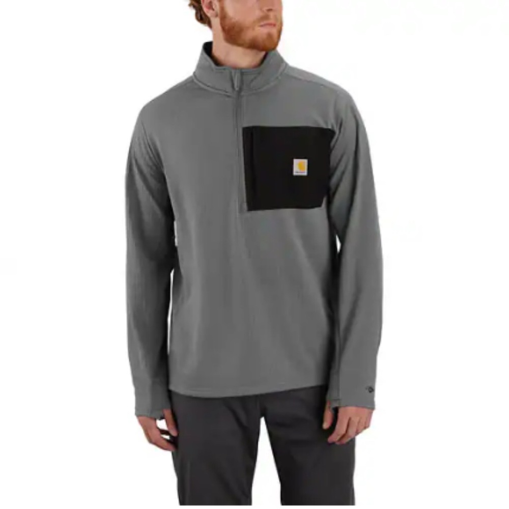 Carhartt Force Relaxed Fit Mock Neck Half Zip Fleece Lined Pullover Shirt LT